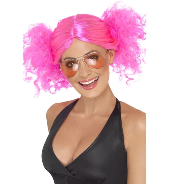 Pink 1980s Bunches Wigs