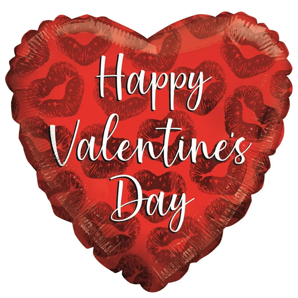 (image for) 18" Eco Happy Valentines Day Red Kisses Foil Balloons