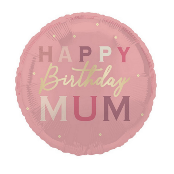 18" Happy Birthday Mum Gold Dots Foil Balloons