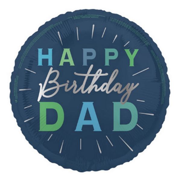 18" Happy Birthday Dad Sparkle Foil Balloons