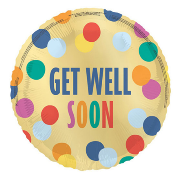 18" Get Well Soon Polka Dots Foil Balloons