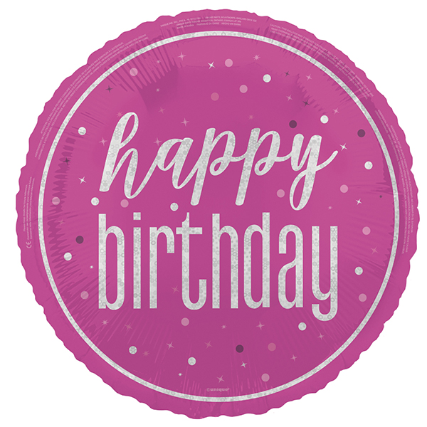 18" Pink Glitz Happy Birthday Foil Balloons