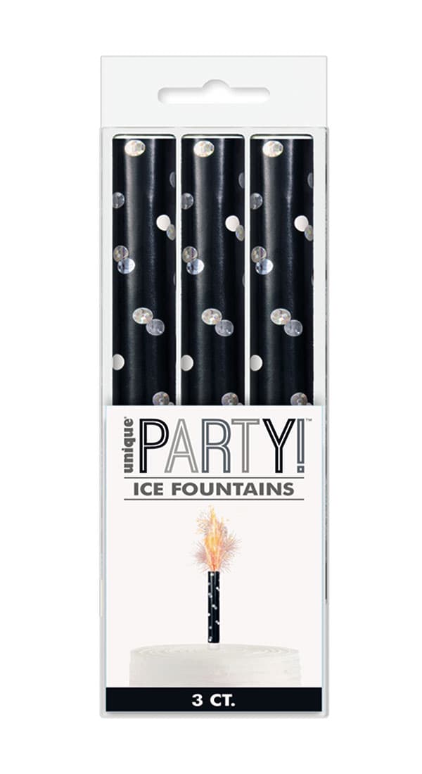 (image for) Black & Silver Glitz Ice Fountains 3pk