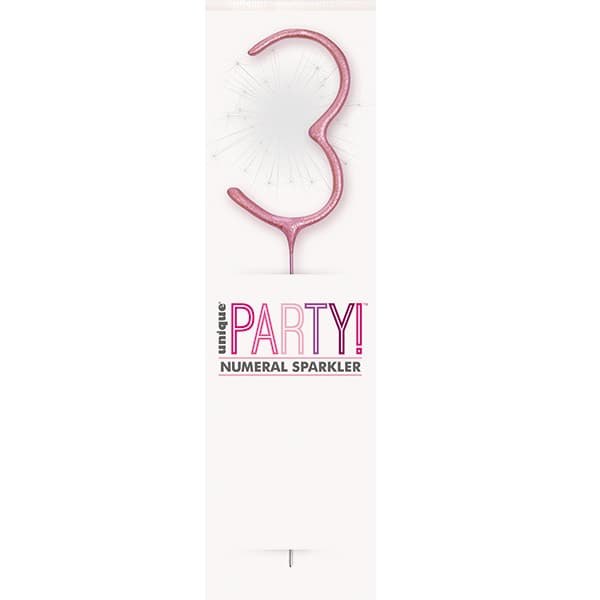 7" Pink Glitz Number 3 Sparkler
