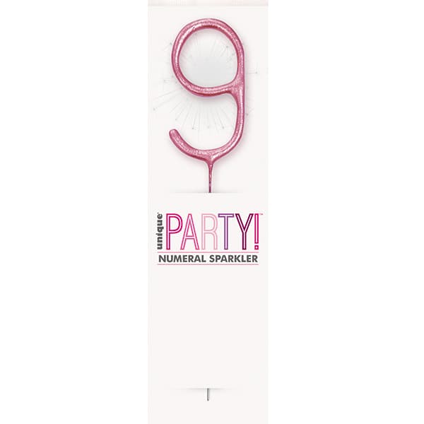 7" Pink Glitz Number 9 Sparkler