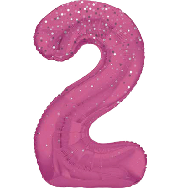 (image for) 34" Pink Dot Glitz Prism Number 2 Supershape Balloons