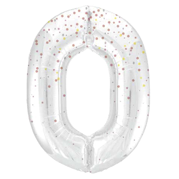 (image for) 34" Rose Gold Dot Glitz Prism Number 0 Supershape Balloons