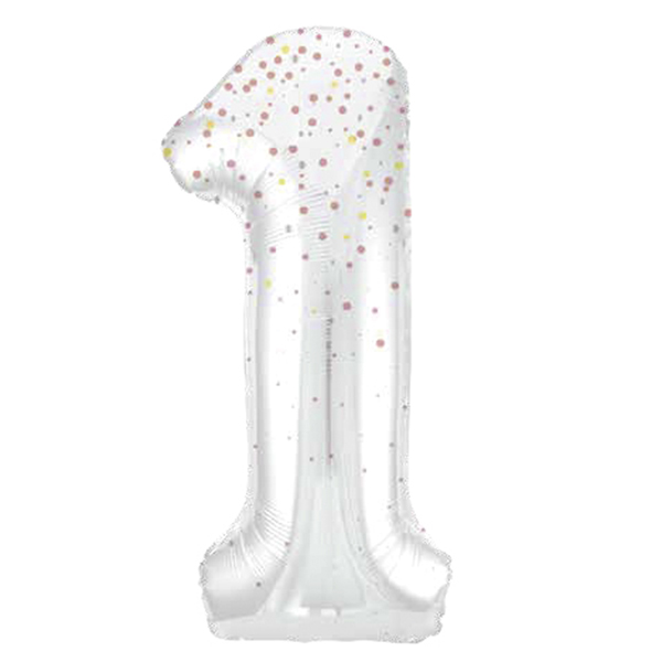 34" Rose Gold Dot Glitz Prism Number 1 Supershape Balloons