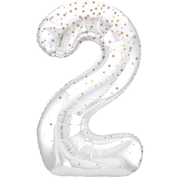 (image for) 34" Rose Gold Dot Glitz Prism Number 2 Supershape Balloons