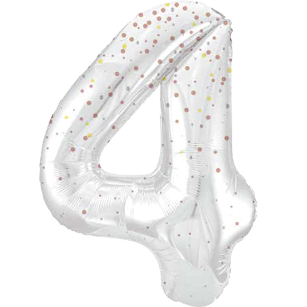 34" Rose Gold Dot Glitz Prism Number 4 Supershape Balloons