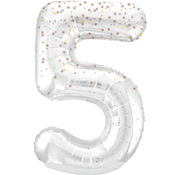 (image for) 34" Rose Gold Dot Glitz Prism Number 5 Supershape Balloons