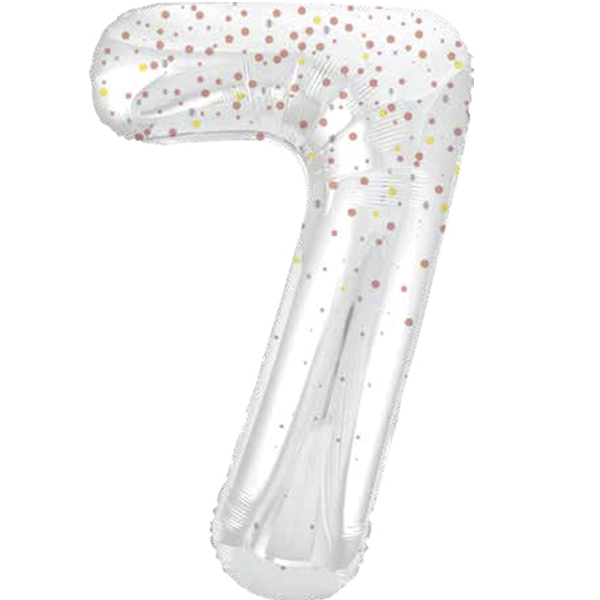 34" Rose Gold Dot Glitz Prism Number 7 Supershape Balloons
