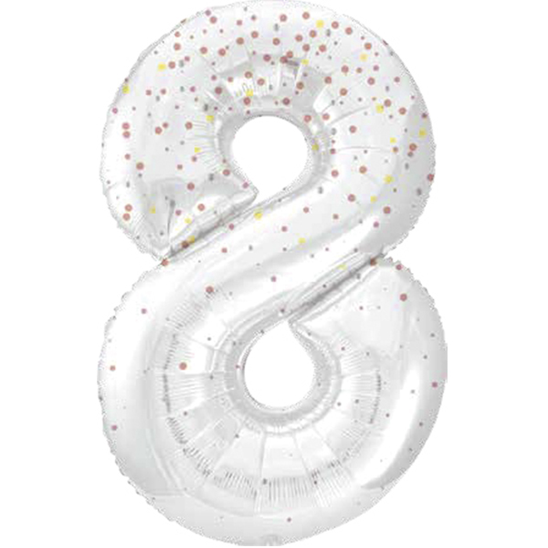 34" Rose Gold Dot Glitz Prism Number 8 Supershape Balloons