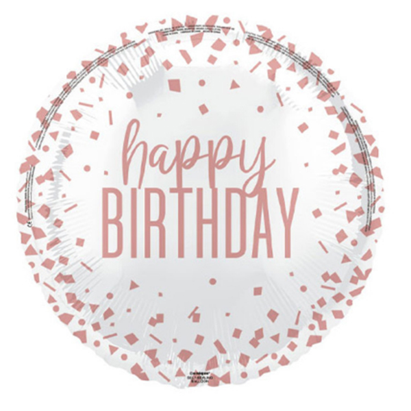 (image for) 18" Happy Birthday Rose Gold Confetti Foil Balloons