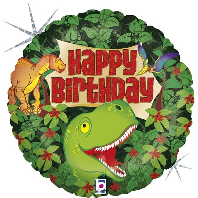 (image for) 18" Dinosaur Birthday Holographic Foil Balloons