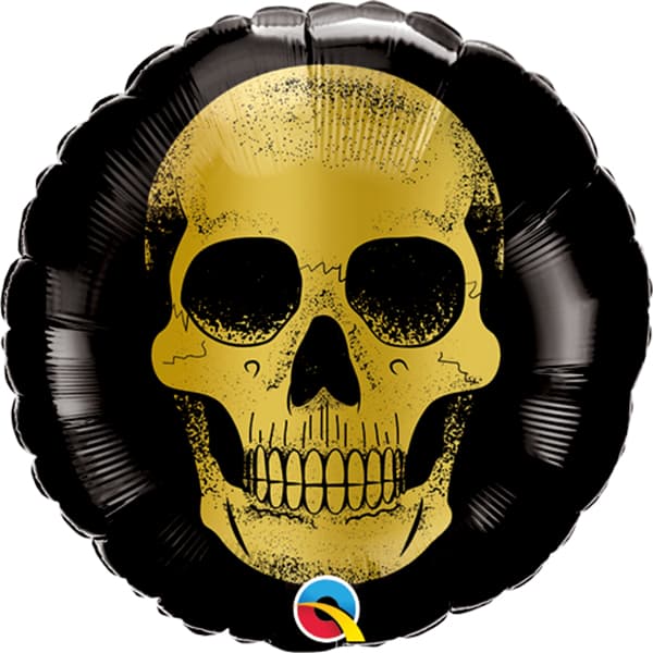 9" Golden Skull Head Air Filled Balloons