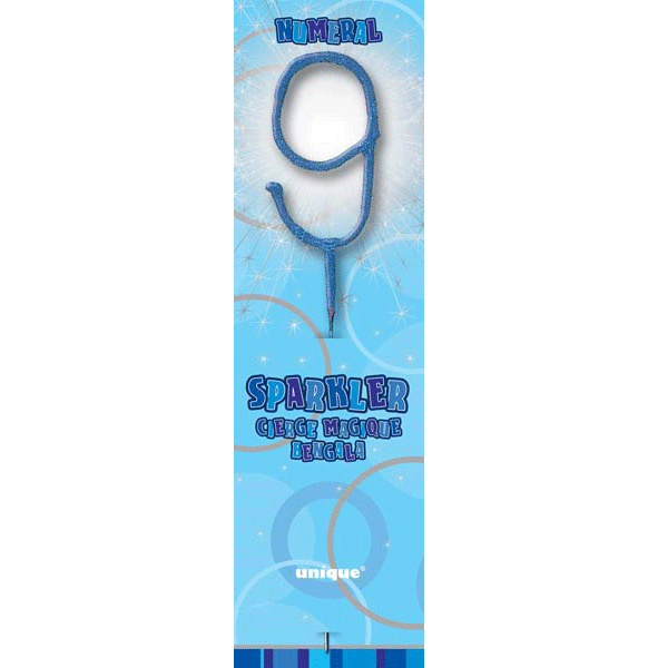 7" Blue Glitz Number 9 Sparkler