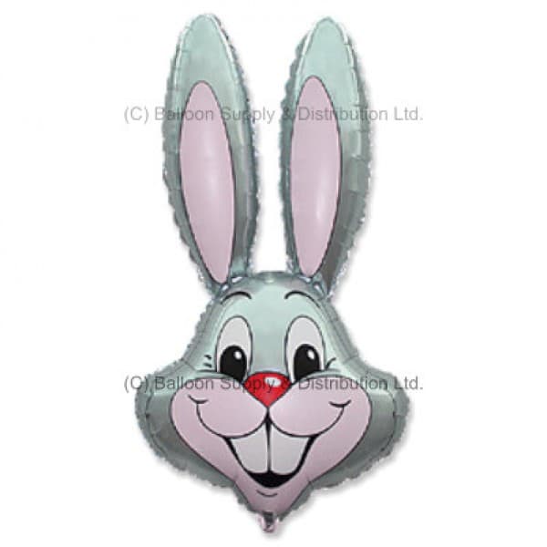 (image for) 35" Grey Rabbit Head Supershape Balloons