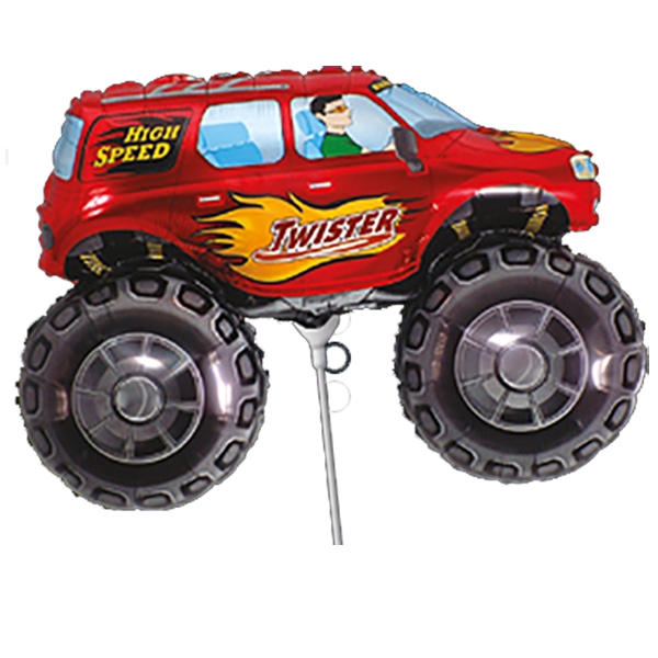 (image for) 10" Red Big Wheels Monster Truck Air Fill Foil Balloons