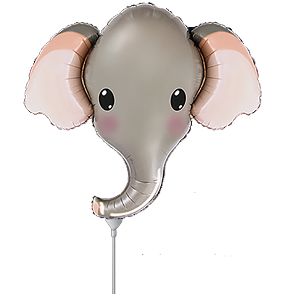 (image for) 9" Grey Elephant Head Air Fill Foil Balloons