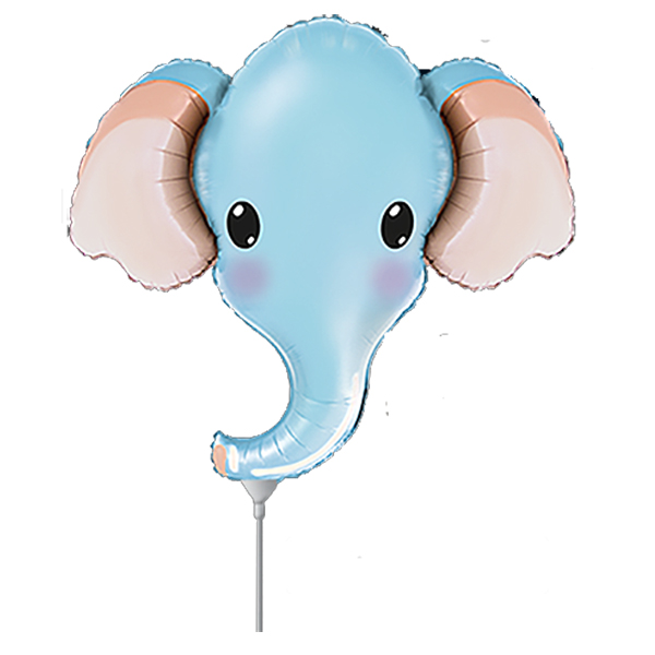 (image for) 9" Blue Elephant Head Air Fill Foil Balloons