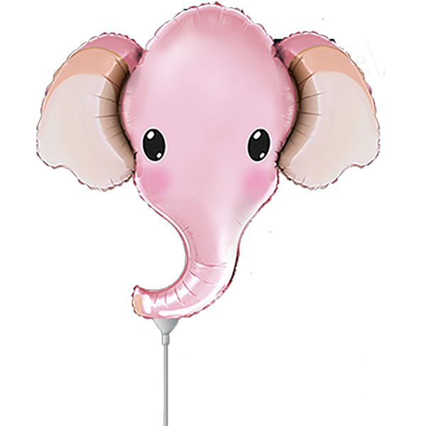 (image for) 9" Pink Elephant Head Air Fill Foil Balloons