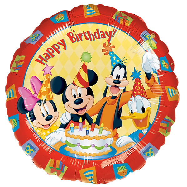 18" Mickey & Friends Happy Birthday Foil Balloons