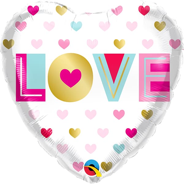 18" Love Metallic Hearts Foil Balloons