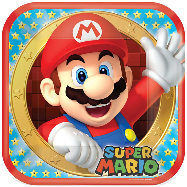 (image for) Super Mario 23cm Square Paper Plates 8pk