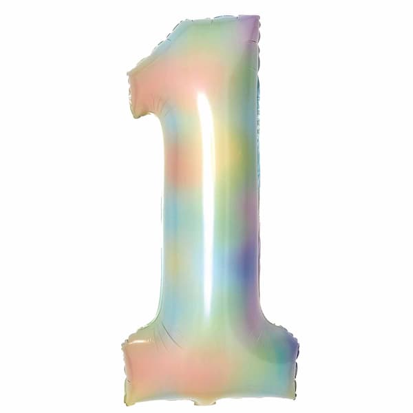 Pastel Rainbow Number 1 Supershape Balloons