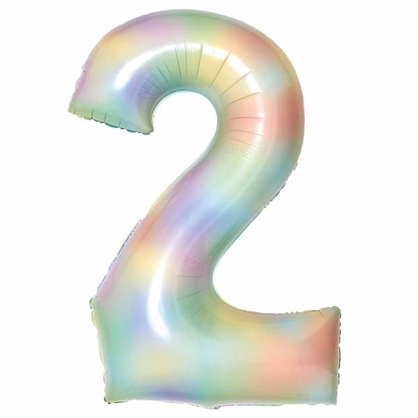 Pastel Rainbow Number 2 Supershape Balloons