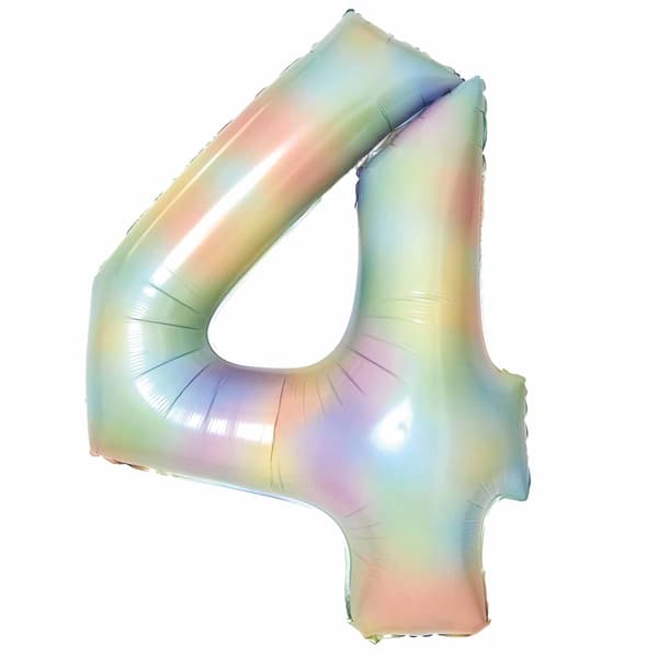 Pastel Rainbow Number 4 Supershape Balloons