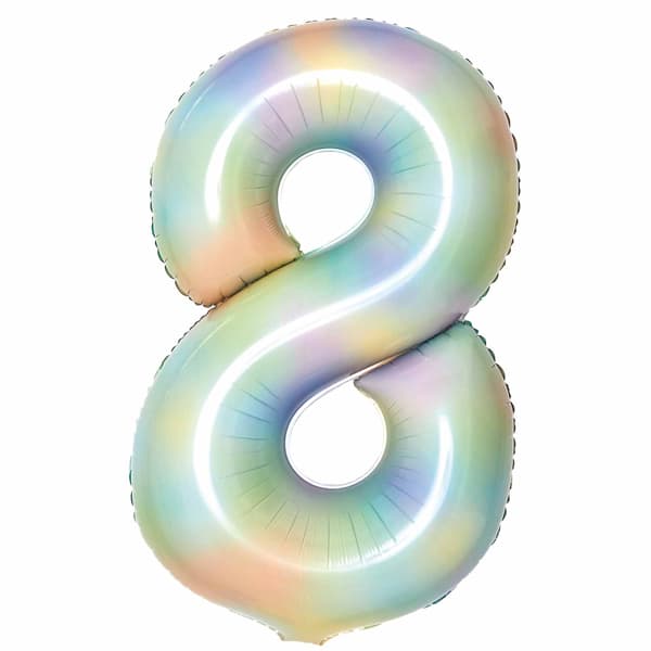 Pastel Rainbow Number 8 Supershape Balloons
