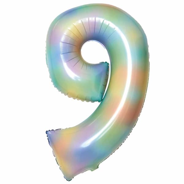 Pastel Rainbow Number 9 Supershape Balloons