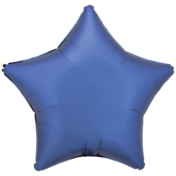 18" Silk Lustre Azure Blue Star Foil Balloons