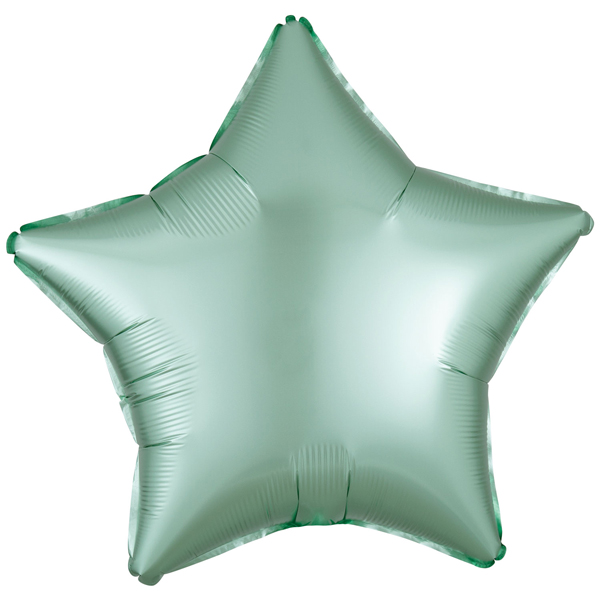 18" Silk Lustre Mint Green Star Foil Balloons