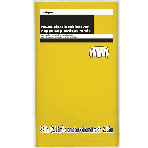 Neon Yellow Round Plastic Tablecover