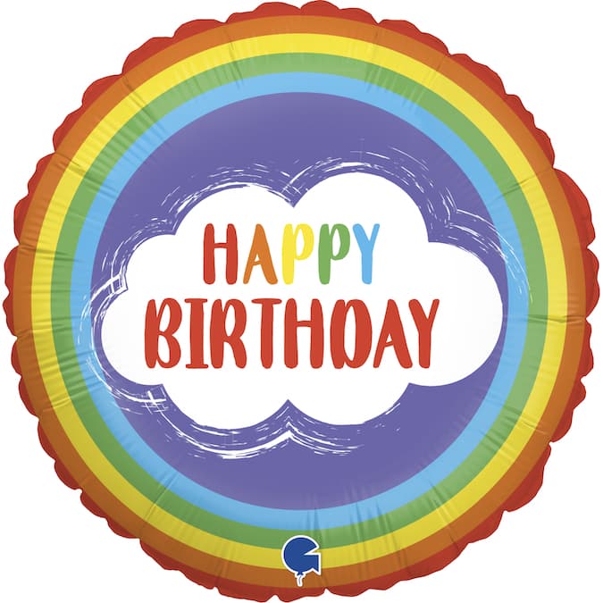 (image for) 9" Happy Birthday Rainbow Air Fill Mini Foil Balloons