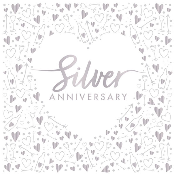 25th Silver Anniversary Lunch Napkins 16pk