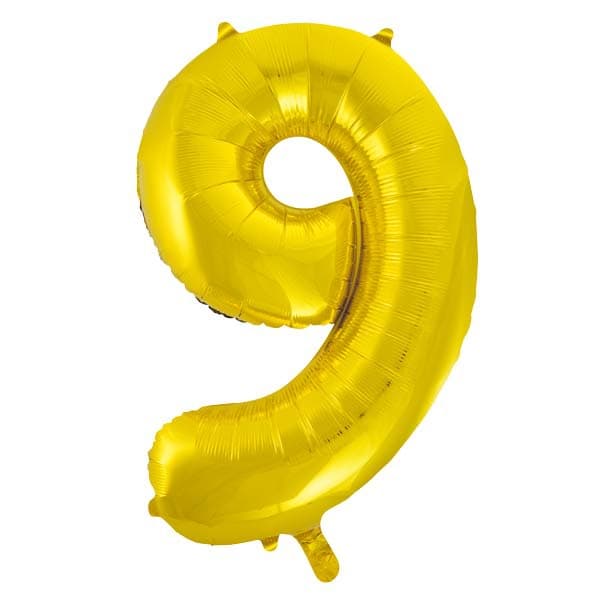 34" Unique Gold Glitz Number 9 Supershape Balloons