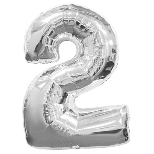 (image for) Anagram Number 2 Silver Supershape Balloons