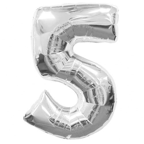 (image for) Anagram Number 5 Silver Supershape Balloons