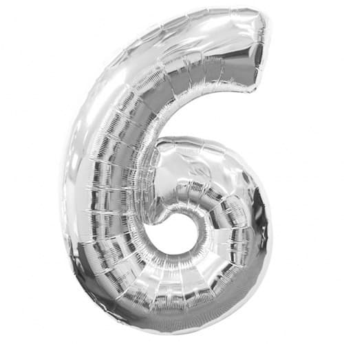 (image for) Anagram Number 6 Silver Supershape Balloons