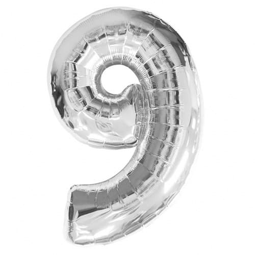 (image for) Anagram Number 9 Silver Supershape Balloons