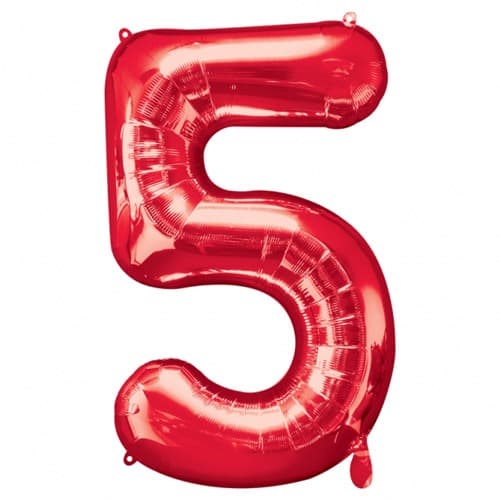Anagram Number 5 Red Supershape Balloons