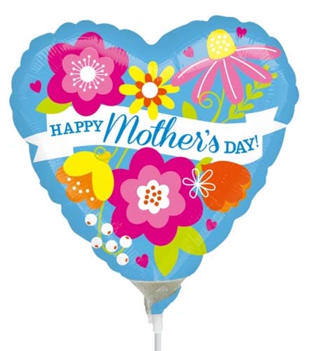 9" Happy Mothers Day Blue Air Fill Balloons