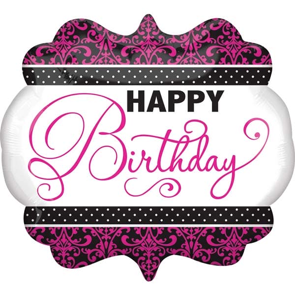 Black, Pink And White Birthday Supershape Balloons