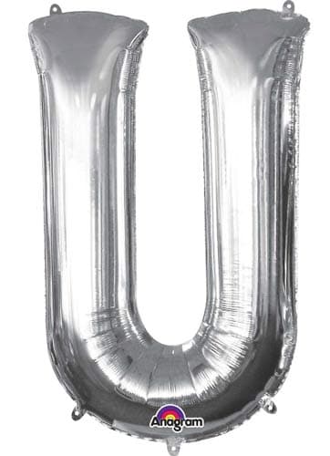 Letter U Silver Supershape Balloons