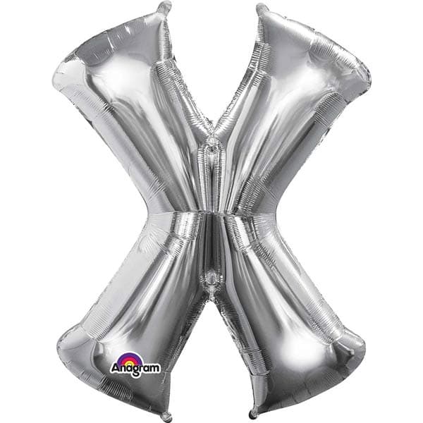 Letter X Silver Supershape Balloons