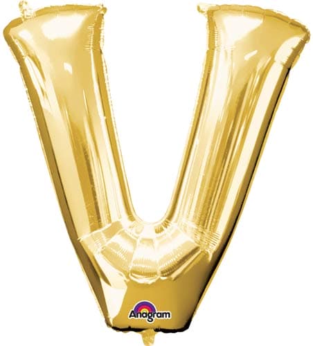 (image for) 16" V Letter Gold Air Filled Balloons